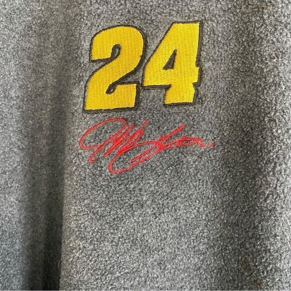 Men's Chase Authentics NASCAR Jeff Gordon #24 Gray 1/4 zip Fleece Sweater Size L - Picture 5 of 10